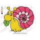 Cute Snail Eating Embroidery Design